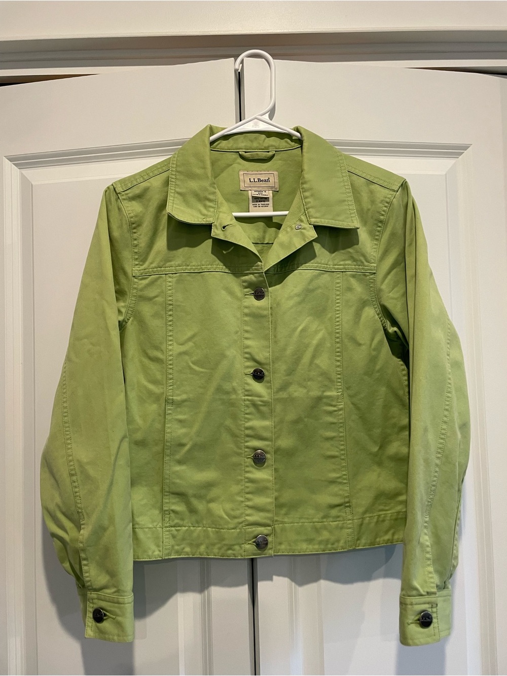 L.L. Bean Light Green Cotton Button-Front Jacket